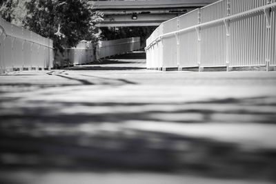 Surface level of road along buildings