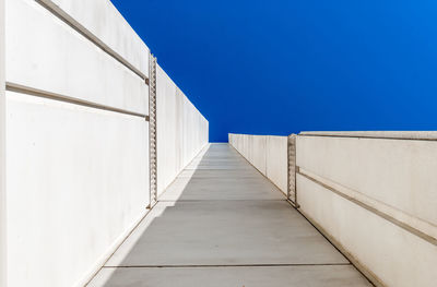 Directly below shot of building against clear blue sky