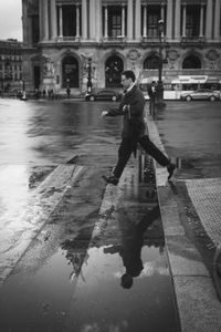 People walking on city street