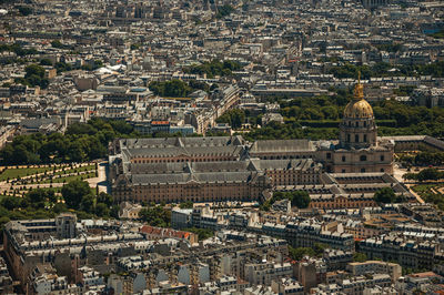 High angle view of city buildings