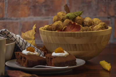 Close-up of cake on table