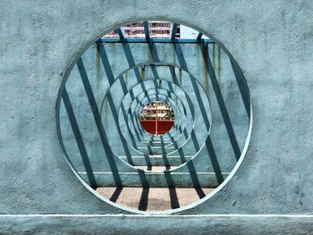 High angle view of spiral staircase of building