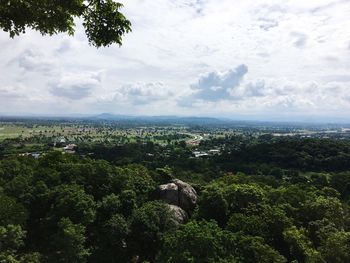 High angle view of cityscape against sky