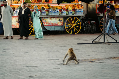 People standing on street in city