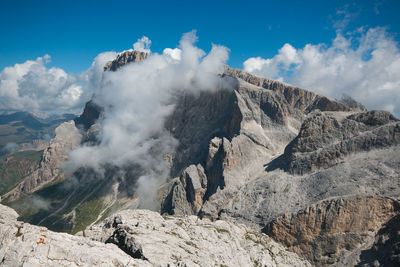 Panoramic view of rocky mountains against sky