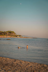 Scenic view of sea against clear sky