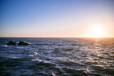 Scenic view of sea at sunset