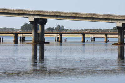 Bridge over river against clear sky