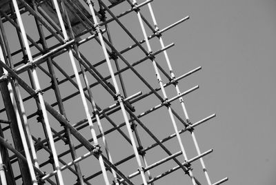 Low angle view of construction site against clear sky