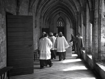 People walking in temple