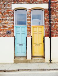 Closed door of house
