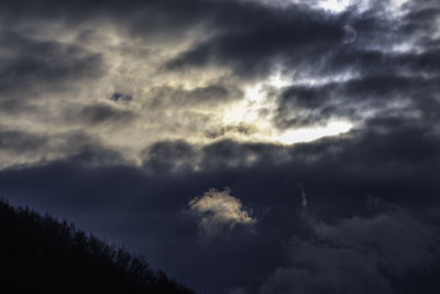 Low angle view of cloudy sky during sunset