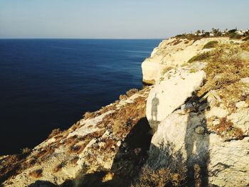 Scenic view of sea against clear sky