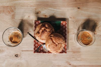 High angle view of food on table