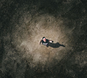 High angle view of man on field