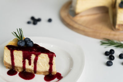 Close-up of cake served on plate