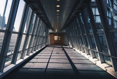 Empty elevated walkway in building