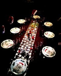 High angle view of dessert on table