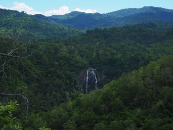 Scenic view of waterfall