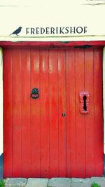 Closed door of building