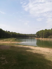 Scenic view of lake against sky