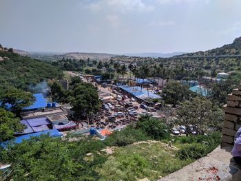 High angle view of townscape against sky