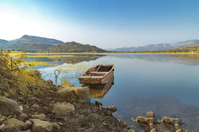 Scenic view of lake against sky