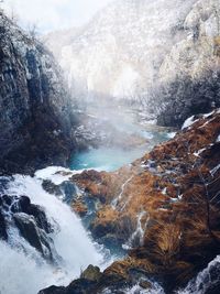 Scenic view of waterfall in forest