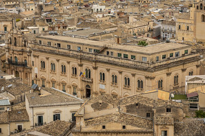 Aerial view of the city hall of scicli