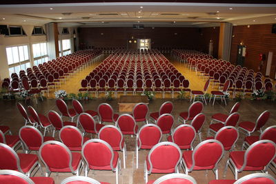 Empty chairs in stadium