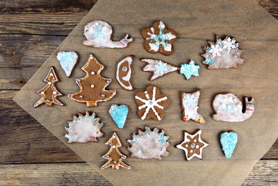 Directly above shot of cookies on table