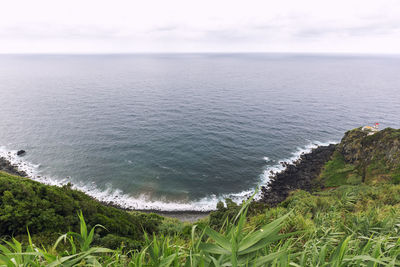 High angle view of sea against sky