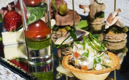 Various canapes and snacks served on platter