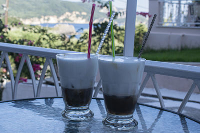 Close-up of beer glass on table