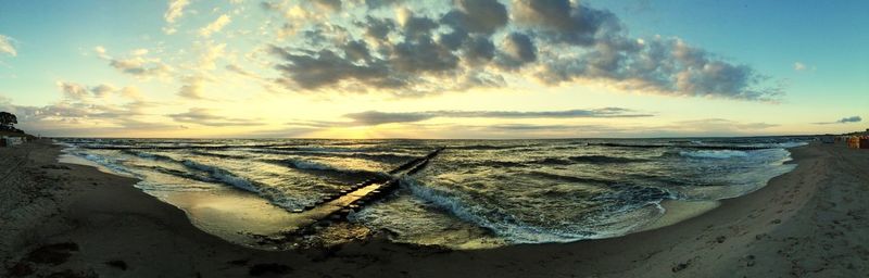 Scenic view of sea at sunset