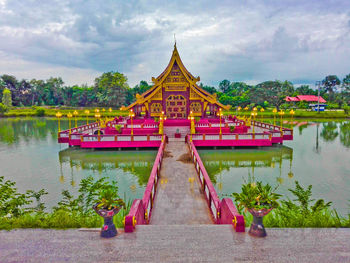 View of temple against cloudy sky