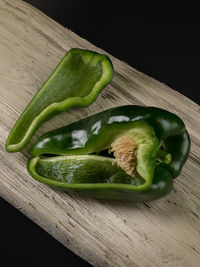 High angle view of green vegetables on table