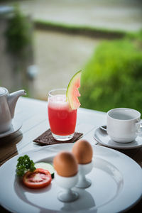 Breakfast served on table