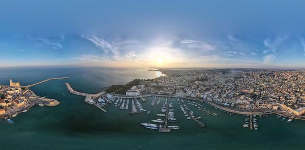 High angle view of city against cloudy sky
