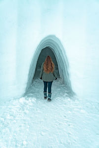 The entrance of an igloo