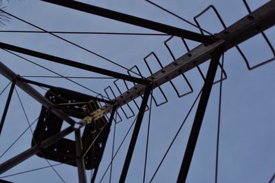 Low angle view of electricity pylon against sky