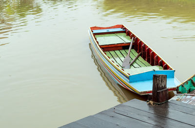 High angle view of pier in lake