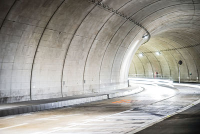 Empty road in tunnel