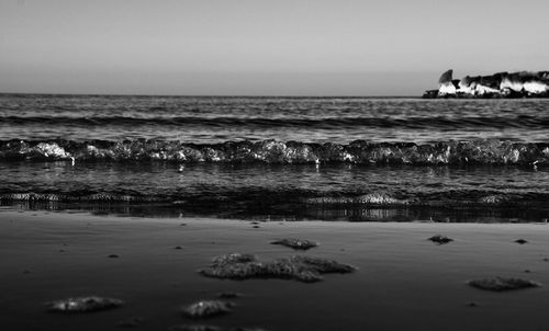 Scenic view of sea against clear sky