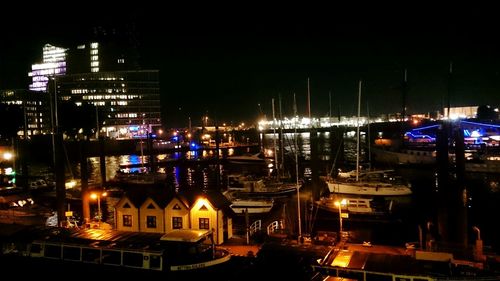 Illuminated city at night