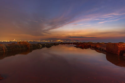 Scenic view of sea against sky during sunset