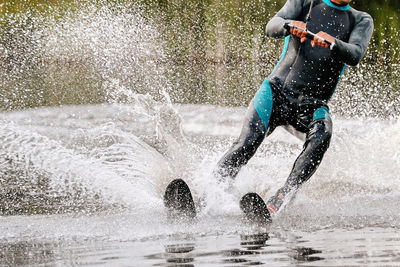 Man splashing water