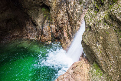 Scenic view of waterfall