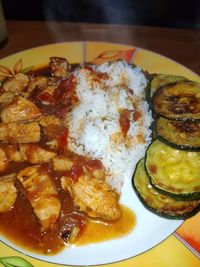 High angle view of meal served in plate