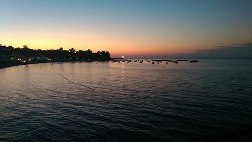 Scenic view of sea against sky at sunset